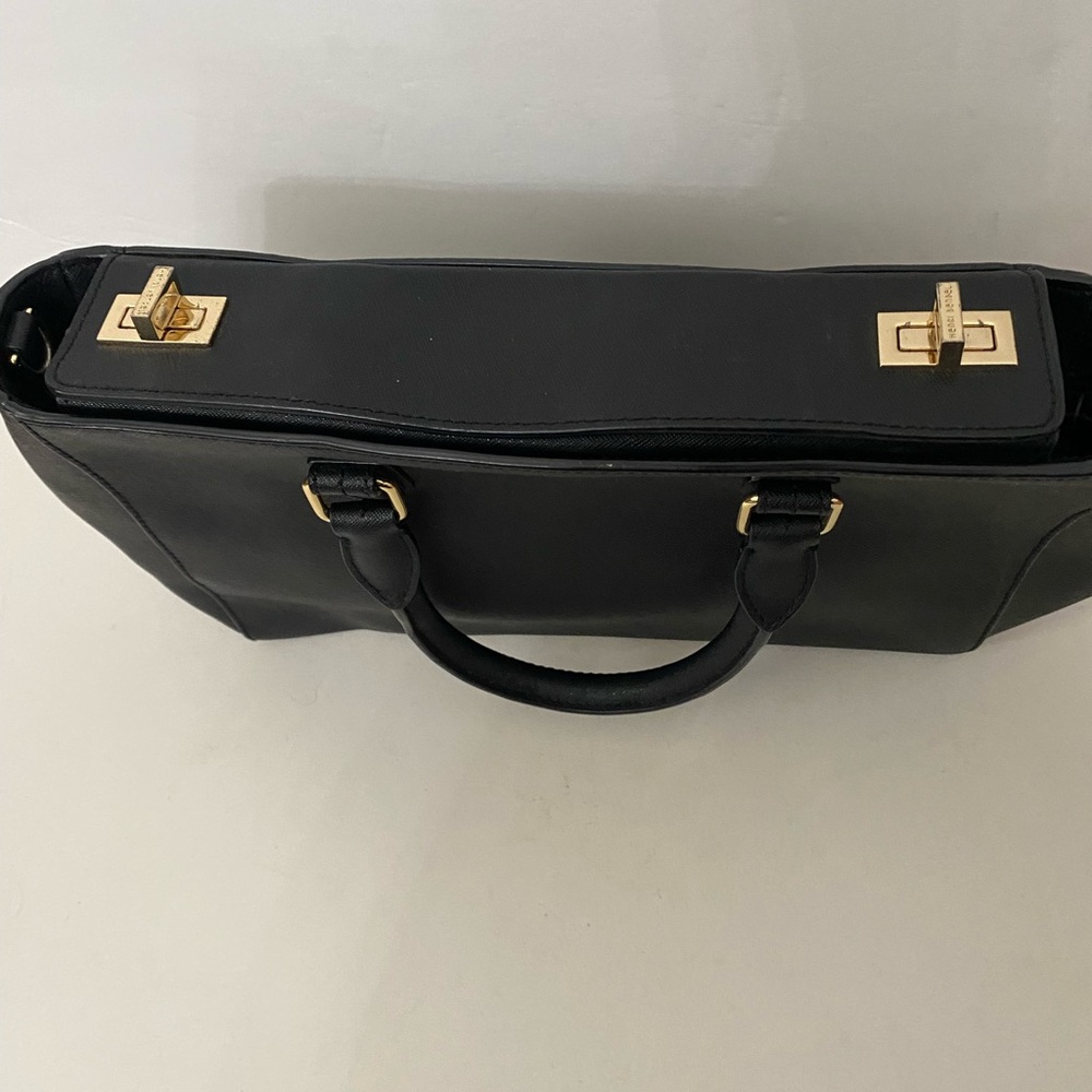HENRI BENDEL Black Saffiano Leather Turnlock Bag - Picture 12 of 16